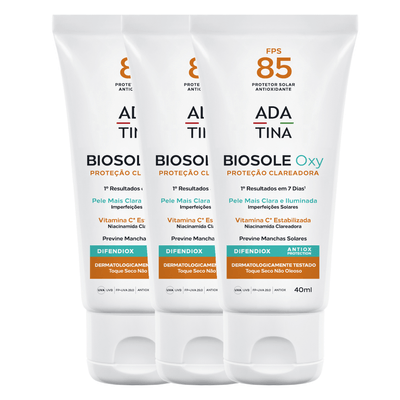 Kit 3 Un Biosole Oxy FPS 85 Proteção Solar com Vitaminas C e Niacinamida para Peles com Melasma
