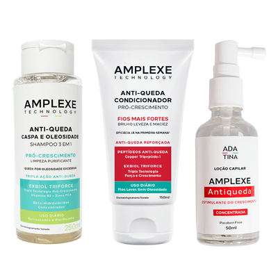 Kit Caspa, Queda e Oleosidade Amplexe: Shampoo, Condicionador e Loção