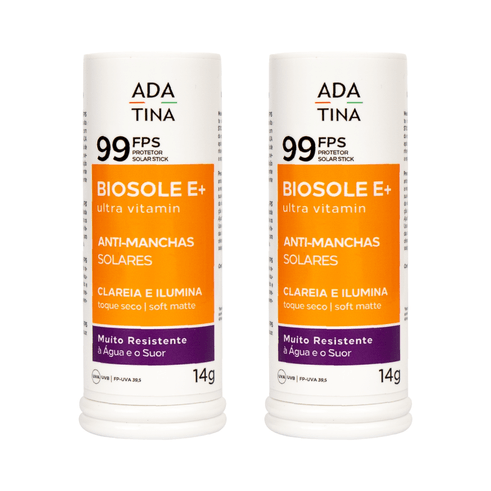 Kit 2 Unidades Protetor Solar 12HS Biosole E Plus Ultra Vitamin FPS 99 Stick