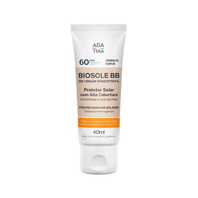 Protetor Solar Facial 12HS com Cor Alta Cobertura Anti-Manchas Biosole BB Cream FPS 60 Vaniglia